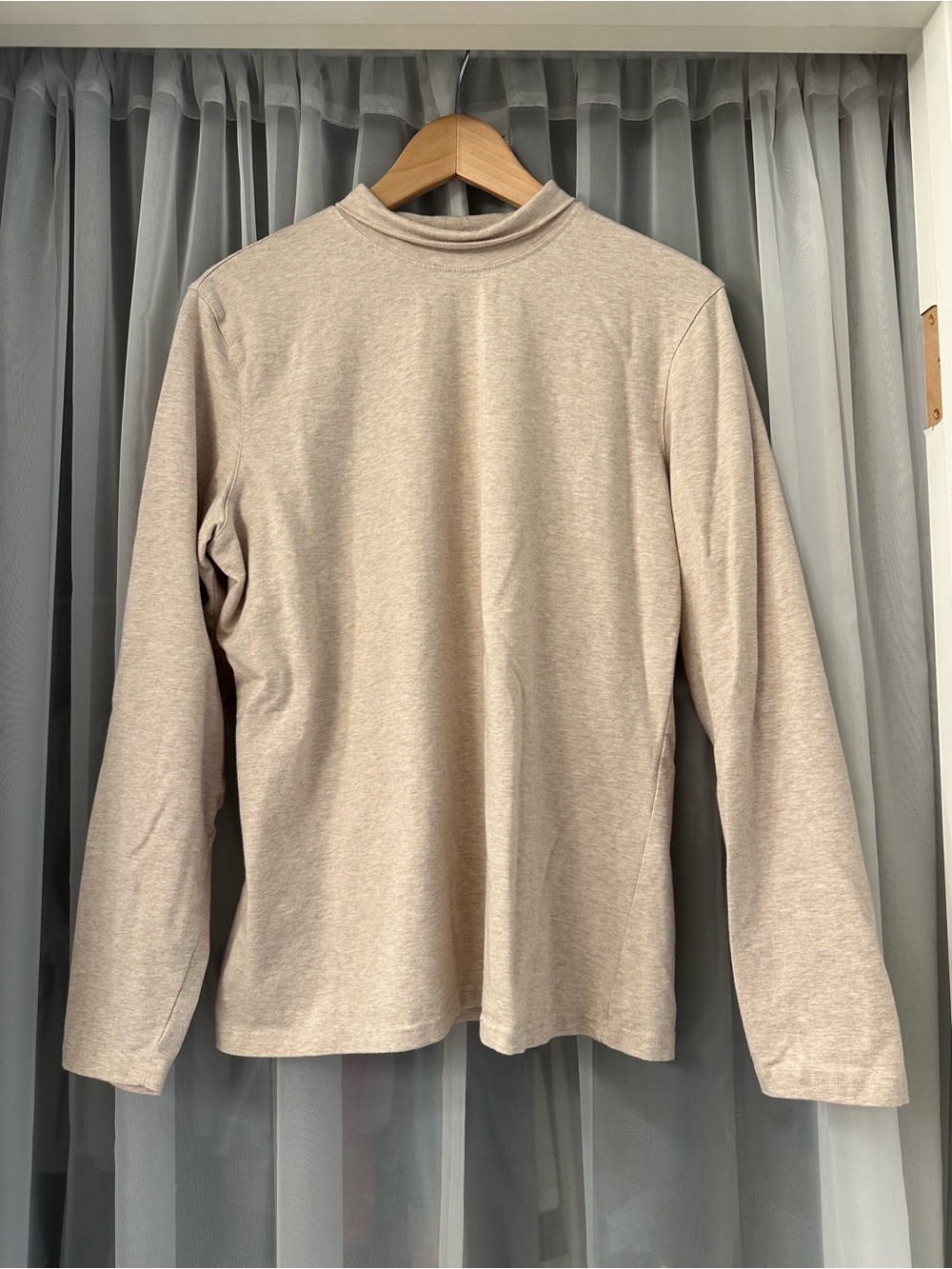 Vtg Talbots Long-Sleeve Mock Neck Shirt - Beige